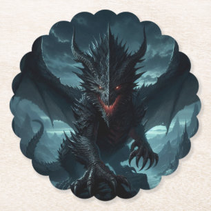 Dark, Medieval Dragon  Paper Coaster