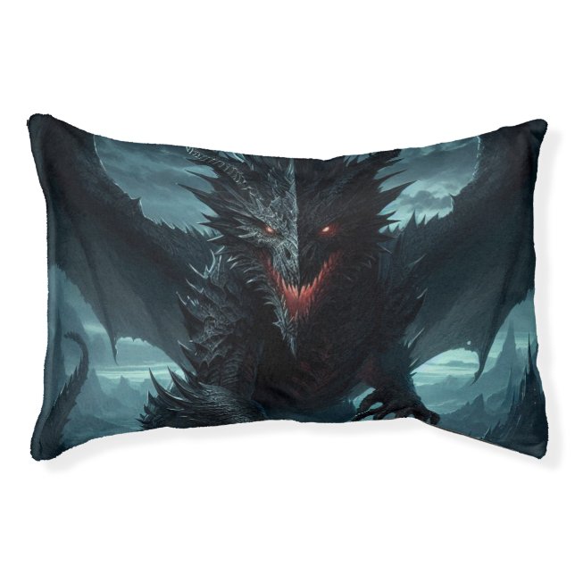 Dark, Medieval Dragon  Pet Bed (Front)