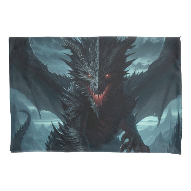 Dark, Medieval Dragon  Pillow Case (Front)