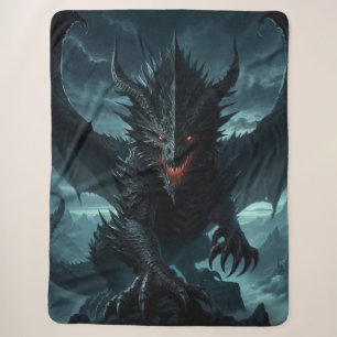 Dark, Medieval Dragon Sherpa Blanket