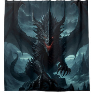 Dark, Medieval Dragon  Shower Curtain