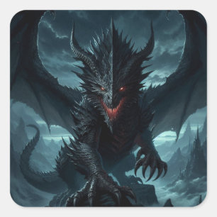 Dark, Medieval Dragon Square Sticker