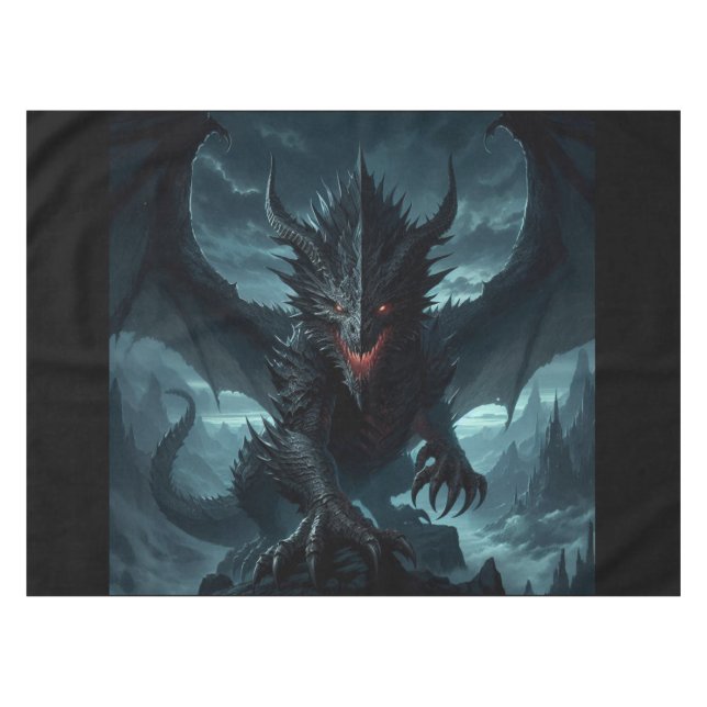 Dark, Medieval Dragon  Tablecloth (Front (Horizontal))