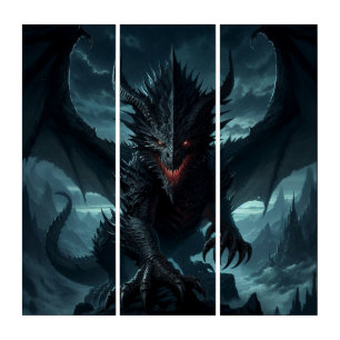 Dark, Medieval Dragon  Triptych