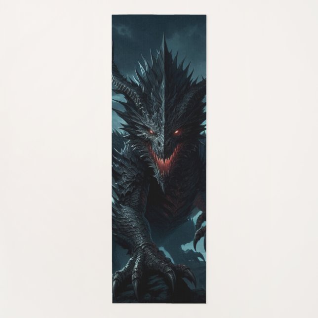 Dark, Medieval Dragon  Yoga Mat (Front)