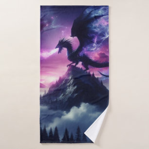 Dark, Medieval Ethereal Dragon  Bath Towel