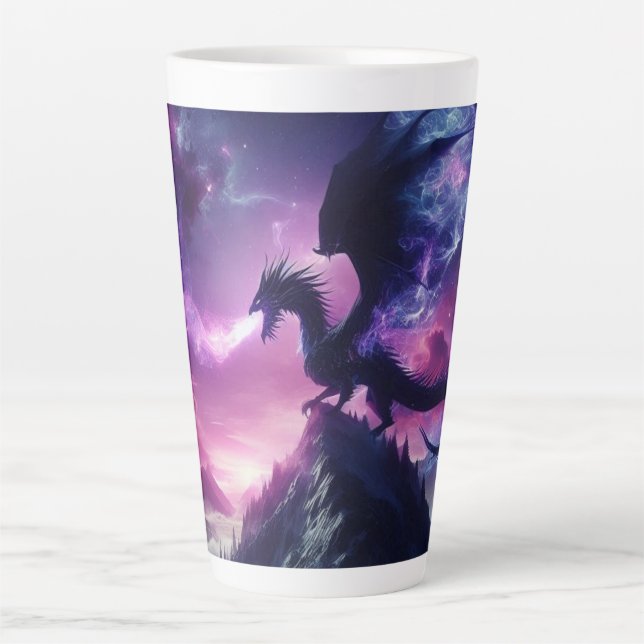 Dark, Medieval Ethereal Dragon  Latte Mug (Front)