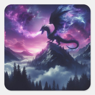 Dark, Medieval Ethereal Dragon Square Sticker