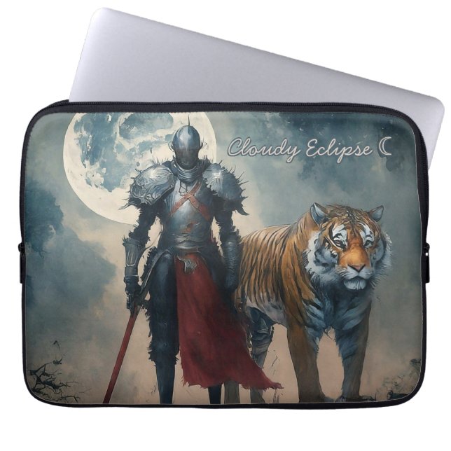 Dark Medieval Knight and Tiger Moon Bag / Sleeve (Front)