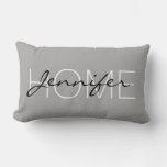 Dark Medium Gray Color Home Monogram Lumbar Pillow at Zazzle