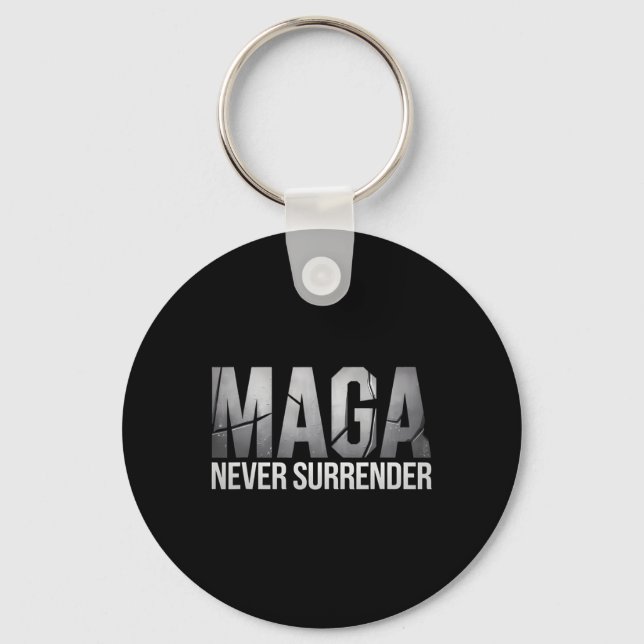 Dark Mega Trump 2024 Mega Never Surrender  Keychain (Front)