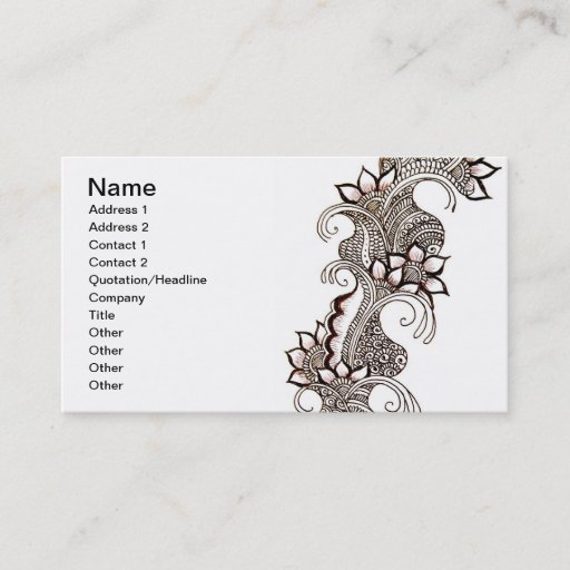 Customizable Dark Mehndi Business Card