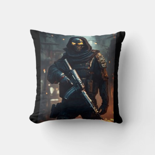 Dark  mercenary throw pillow