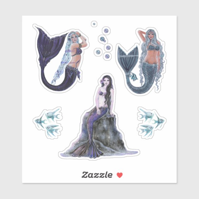 Dark mermaid art by Renee Lavoie Sticker (Sheet)