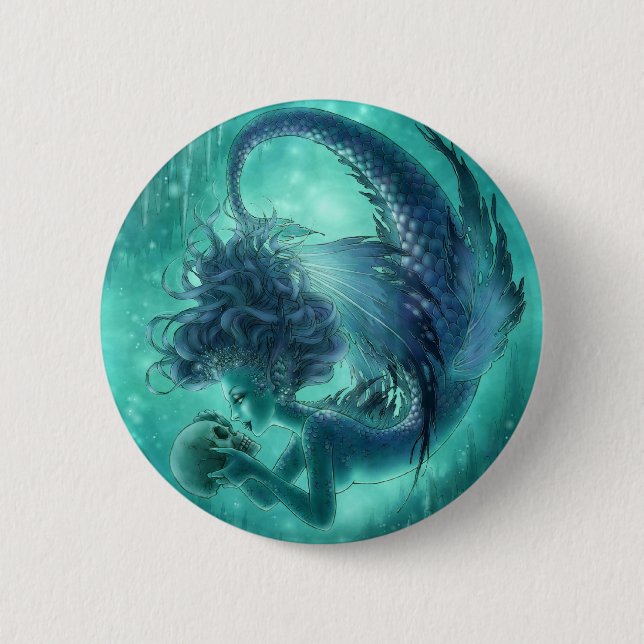 Dark Mermaid Button - Secret Kisses (Front)