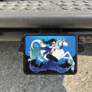Dark Mermaid Fairy Unicorn Sea Horse Blue Fantasy Hitch Cover