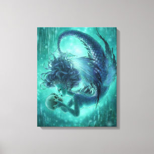 Dark Mermaid Wrapped Canvas Print - Secret Kisses