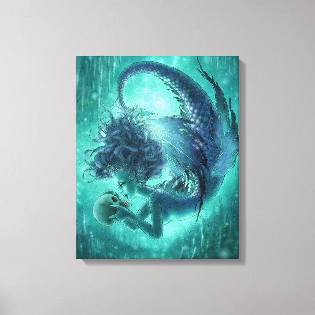 Dark Mermaid Wrapped Canvas Print - Secret Kisses (Front)