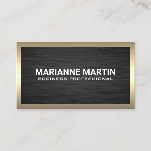 Dark Metal Aluminum | Golden Border Business Card (Front)