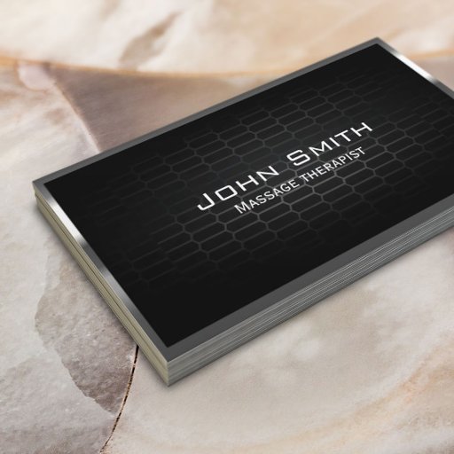Customizable Dark Metal Cells Massage Therapist Business Card