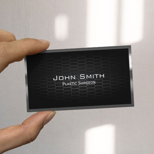 Customizable Dark Metal Cells Plastic Surgeon Business Card