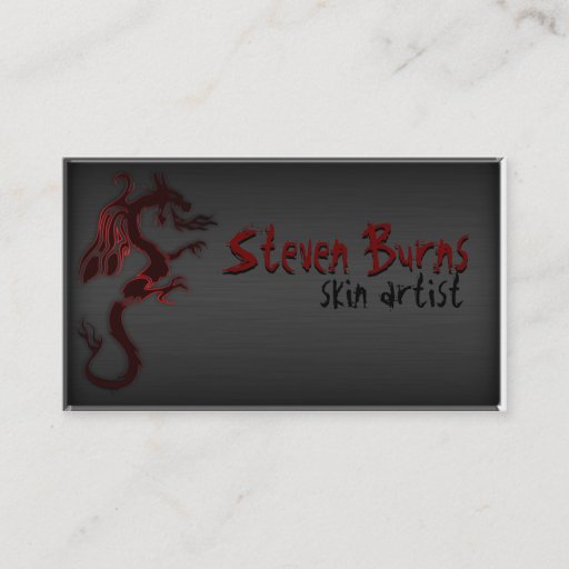 Customizable Dark Metal Dragon Business Card Template