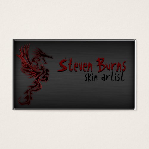 Dark Metal Dragon II Red Business Cards