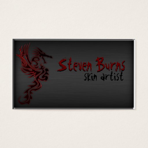Customizable Dark Metal Dragon II Red Business Cards