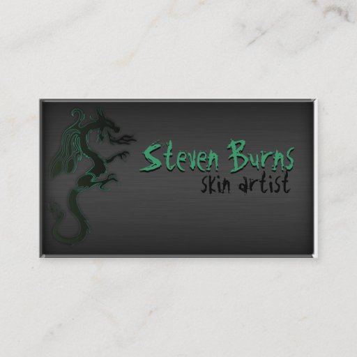 Customizable Dark Metal Dragon in Green Business Card