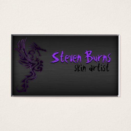 Customizable Dark Metal Dragon in Purple Business Card Template