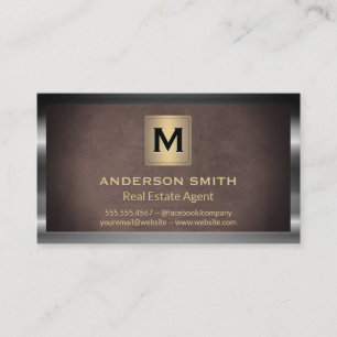 Dark Metallic Frame Brown Texture Background Business Card