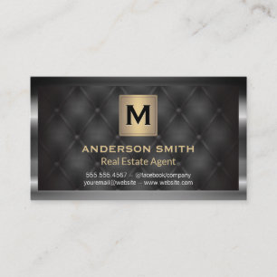 Dark Metallic Frame Gold Modern Upholstered Business Card