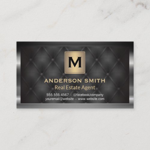 Dark Metallic Frame  Gold Modern  Upholstered Business Card