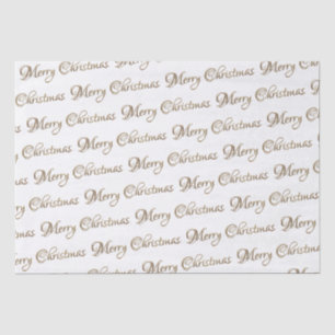 Dark Metallic Gold Embossed Merry Christmas Script Tissue Paper