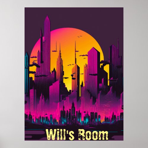 Dark Metropolis TeenagerKids room Poster