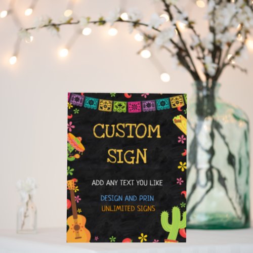 Dark Mexican Fiesta Birthday Custom Sign Board