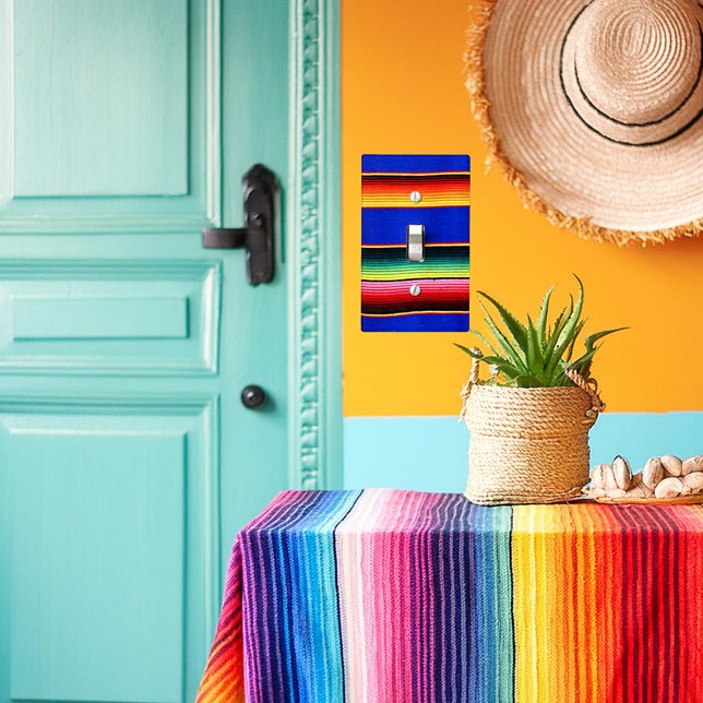 Dark Mexican serape stripes Light Switch Cover (Creator Uploaded)