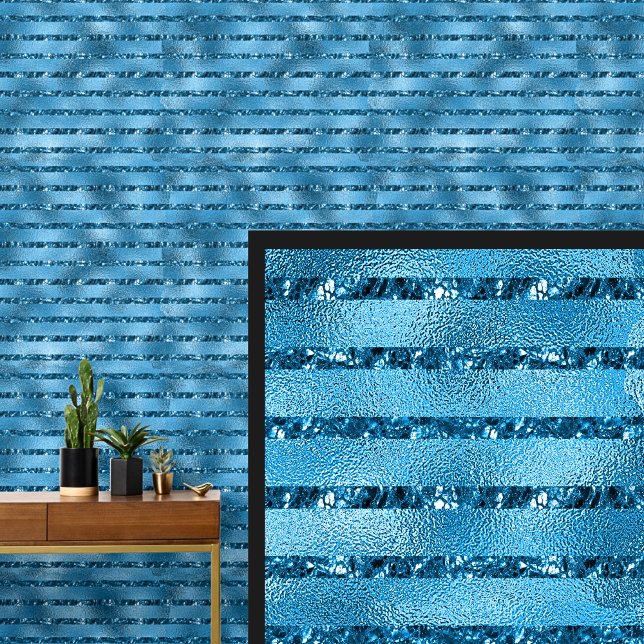 Dark Mid Blue Water Shiny Look, Horizontal Stripes Wallpaper (Creator Uploaded)
