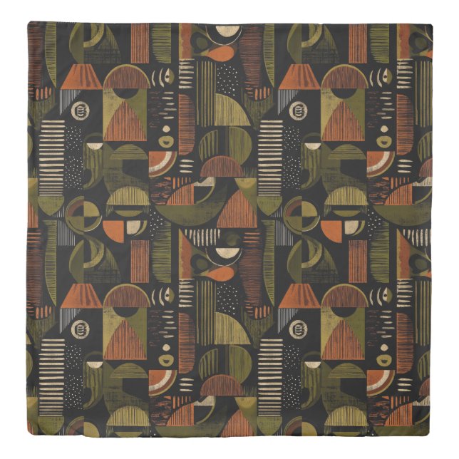 Dark Mid Century Geometric Pattern (1) Duvet Cover (Front)