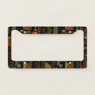 Dark Mid Century Geometric Pattern (1) License Plate Frame