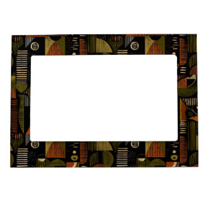 Dark Mid Century Geometric Pattern (1) Magnetic Frame