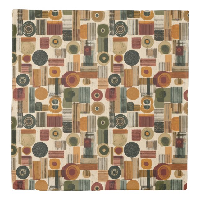 Dark Mid Century Geometric Pattern (2) Duvet Cover (Front)