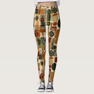 Dark Mid Century Geometric Pattern (2) Leggings