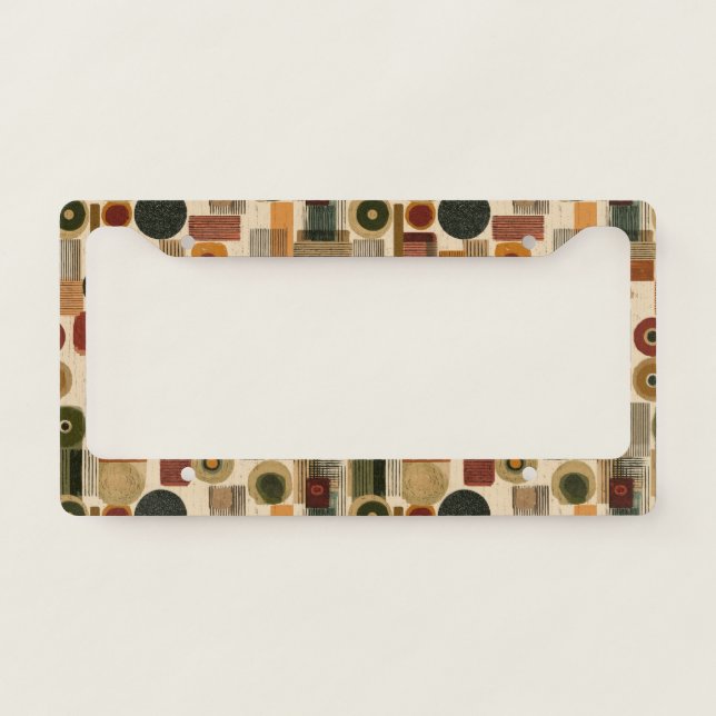 Dark Mid Century Geometric Pattern (2) License Plate Frame (Front)