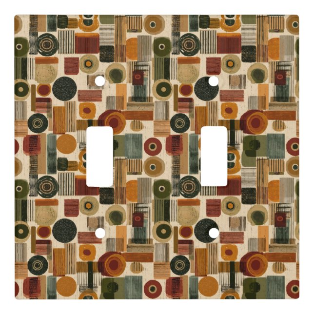 Dark Mid Century Geometric Pattern (2) Light Switch Cover (Front)