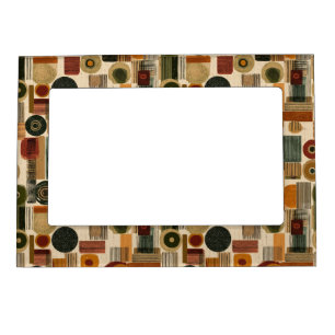 Dark Mid Century Geometric Pattern (2) Magnetic Frame