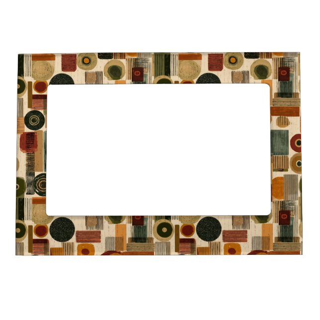 Dark Mid Century Geometric Pattern (2) Magnetic Frame (Front)