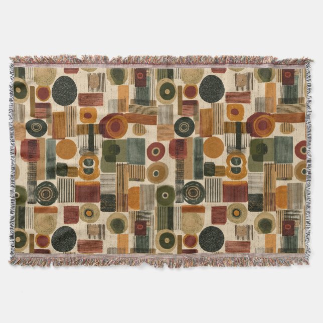 Dark Mid Century Geometric Pattern (2) Throw Blanket (Front)