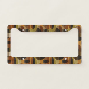 Dark Mid Century Geometric Pattern (3) License Plate Frame