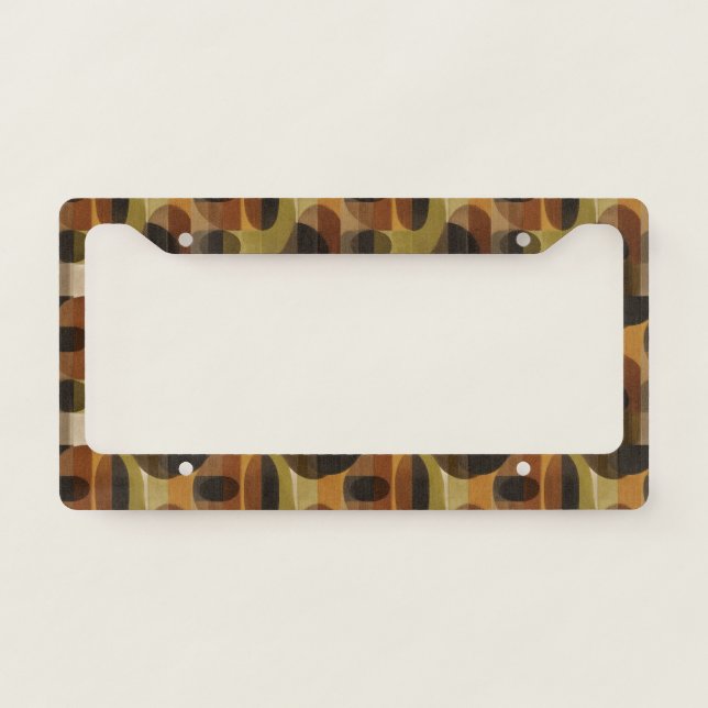 Dark Mid Century Geometric Pattern (3) License Plate Frame (Front)